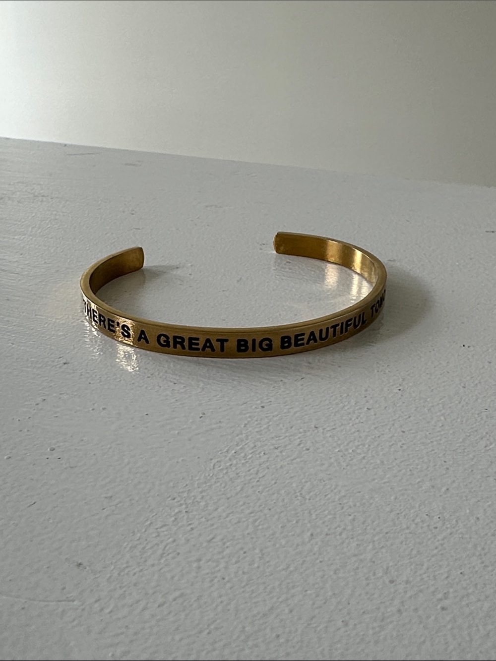 Gold Tone Inspirational Engraved Cuff Bracelet